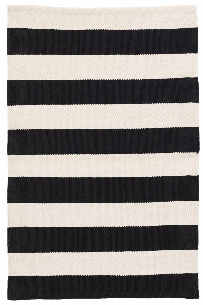 Catamaran Stripe Black/Ivory Indoor/Outdoor Rug Door Mats