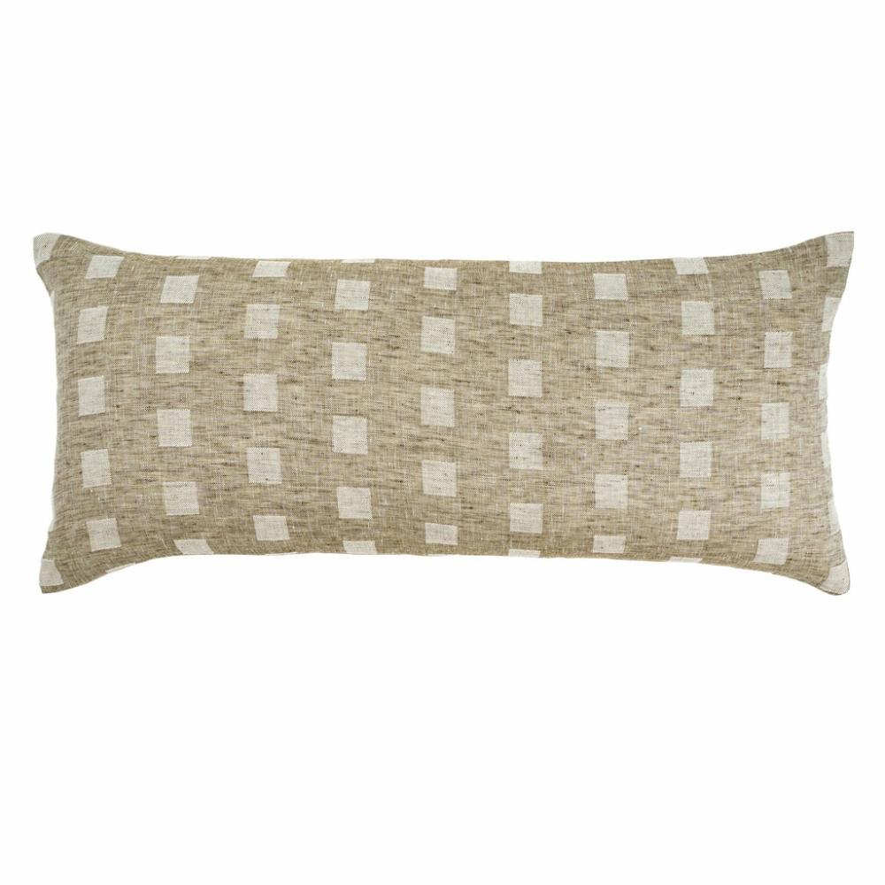 Check Linen Lumbar Pillow (14″ X 31″) Decor