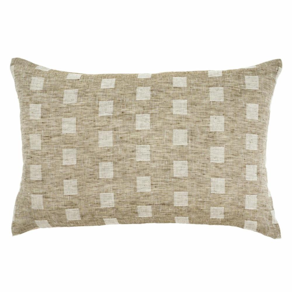 Check Linen Lumbar Pillow (16″ X 24″) Decor