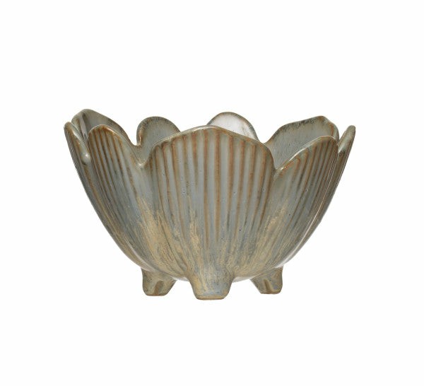 Footed Porcelain Flower Bowl Kitchen