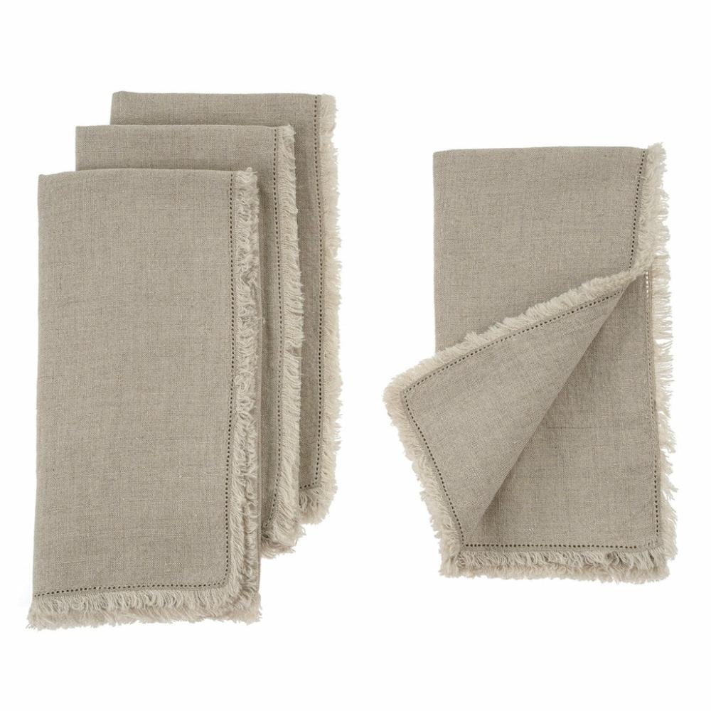 Fringe Linen Napkins Natural Kitchen