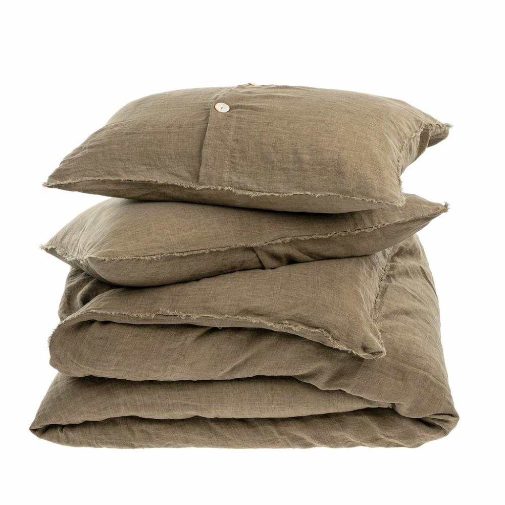 Lina Linen Duvet Cover Set Mink (Two Sizes Available) Bed & Bath