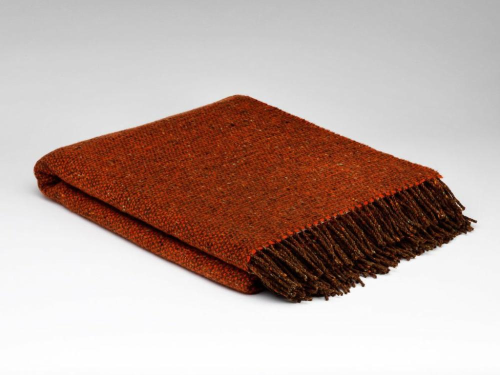 Of Donegal Wool Blanket Spicey Orange Decor