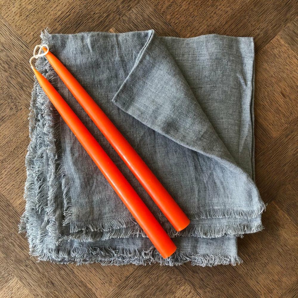 Pair Of Hand-Dipped Danish Tapers Orange Candles