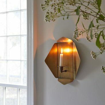 Plated Brass Wall Sconce Candle Holders