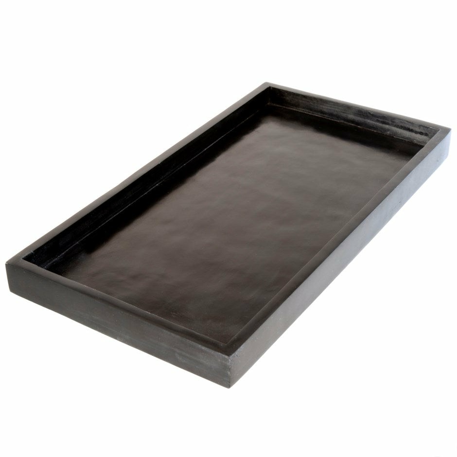 Rectangular Black Stone Tray Large Decor