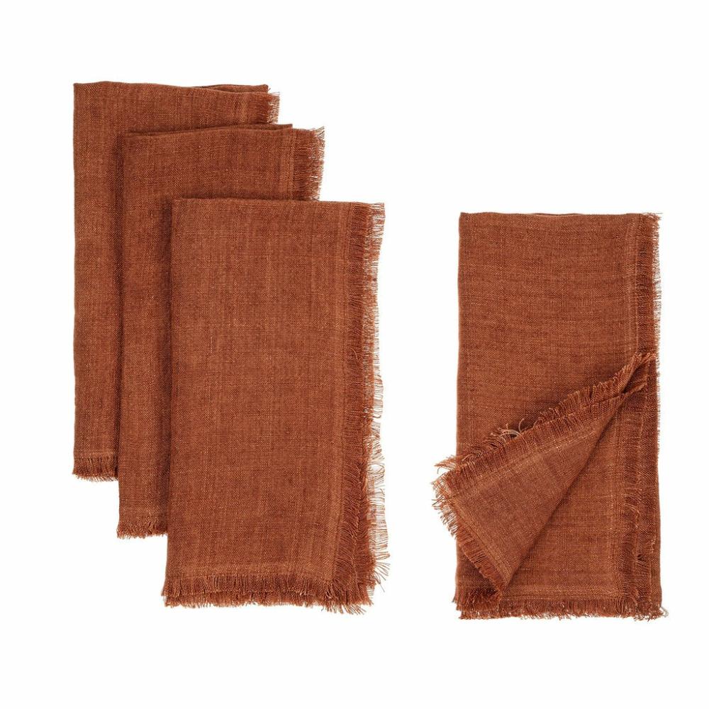 Set Of 4 Linen Napkins Burnt Umber Kitchen