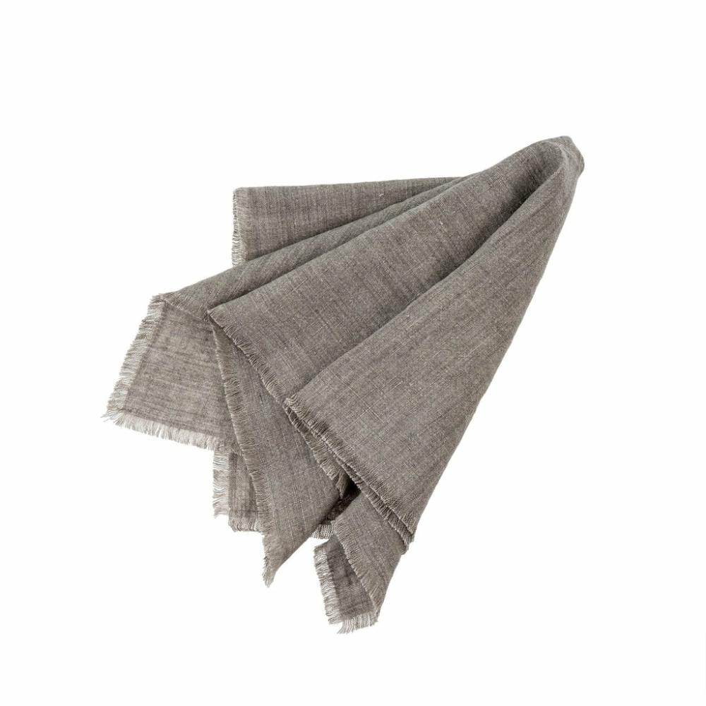 Set Of 4 Linen Napkins Warm Grey Kitchen