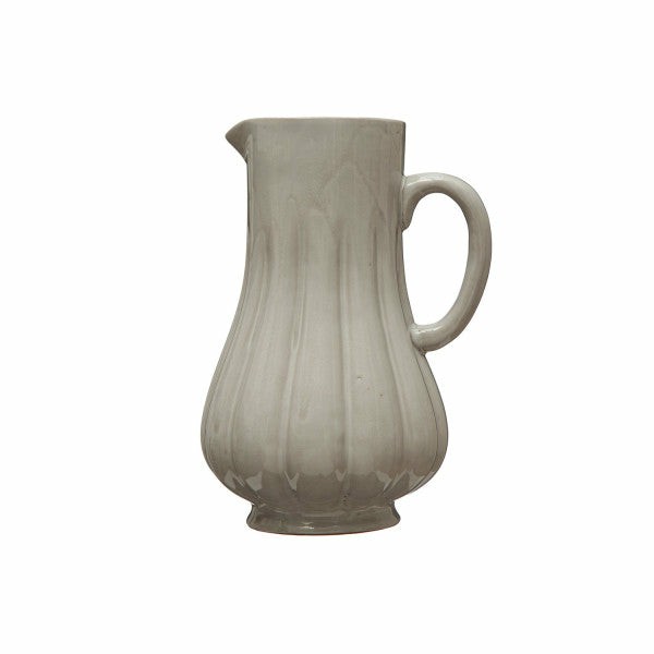 Stoneware Fluted Pitcher Kitchen