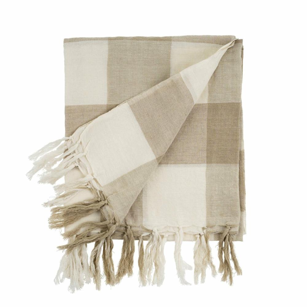 Linen Gingham Throw Sand Bed & Bath