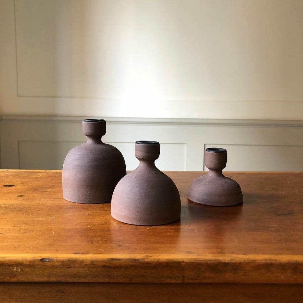 W&P Studio Candle Holders Matte Brown Candle Holders